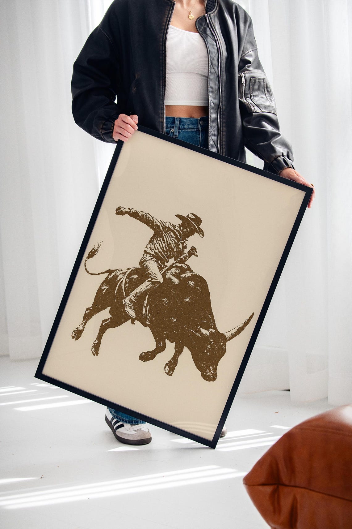 Rustic Bull Rider Western Cowboy Rodeo Poster - Image 2