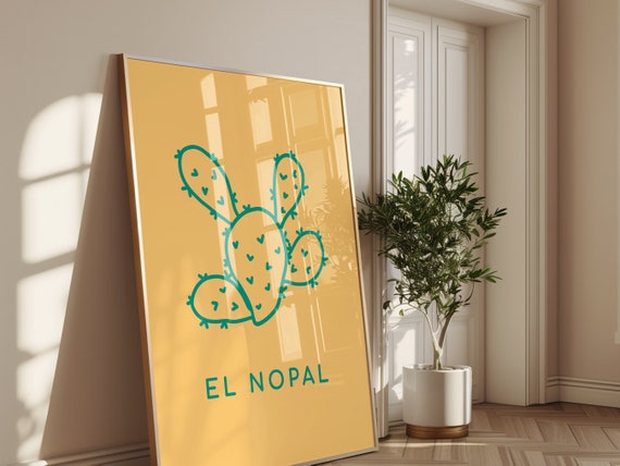 El Nopal Art Print Mexian Loteria Prints Boho Minimalist Prints Bohominimalistdecor Cowboy Art File