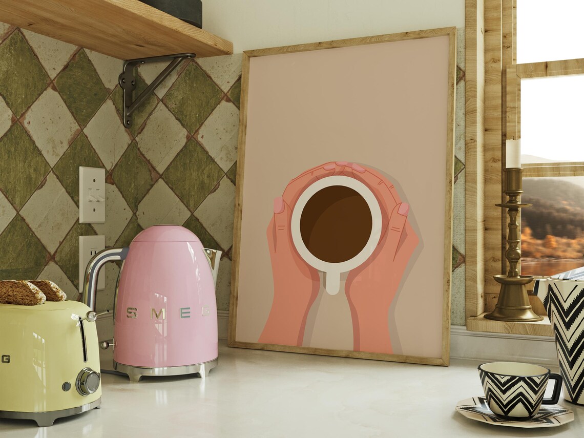 Coffee Cup Wall Art, Minimalist Cozy Kitchen Decor - Image 2