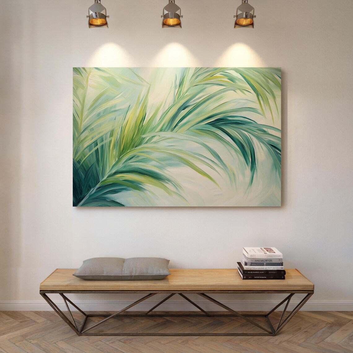 Tropical Palm Leaves Soft Green Blue Refreshing Island Nature Poster - Image 2