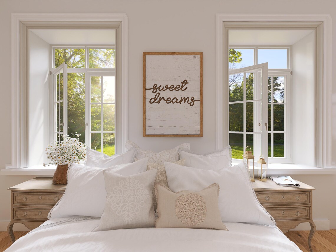 Sweet Dreams Rustic Script Quote, Farmhouse Bedroom - Image 2