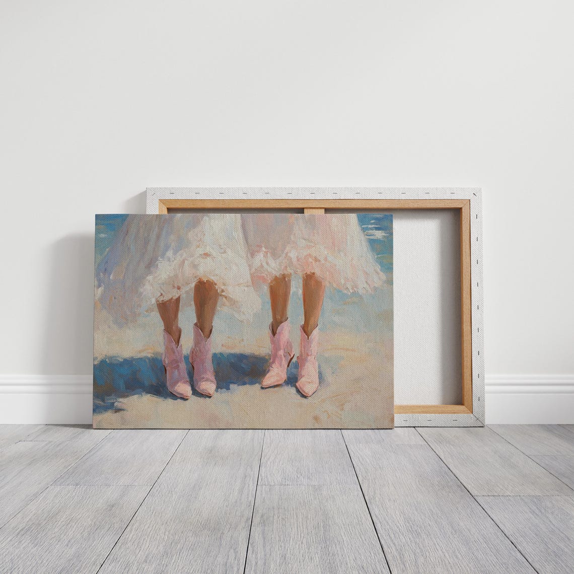 Pink Cowboy Boots Brides Wedding Dress Impressionist Western Poster - Image 3