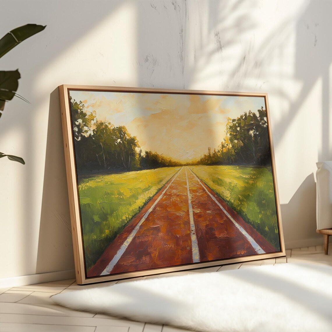 Running Track Golden Sunrise Field Pathway Athletic Sports Art Poster - Image 4
