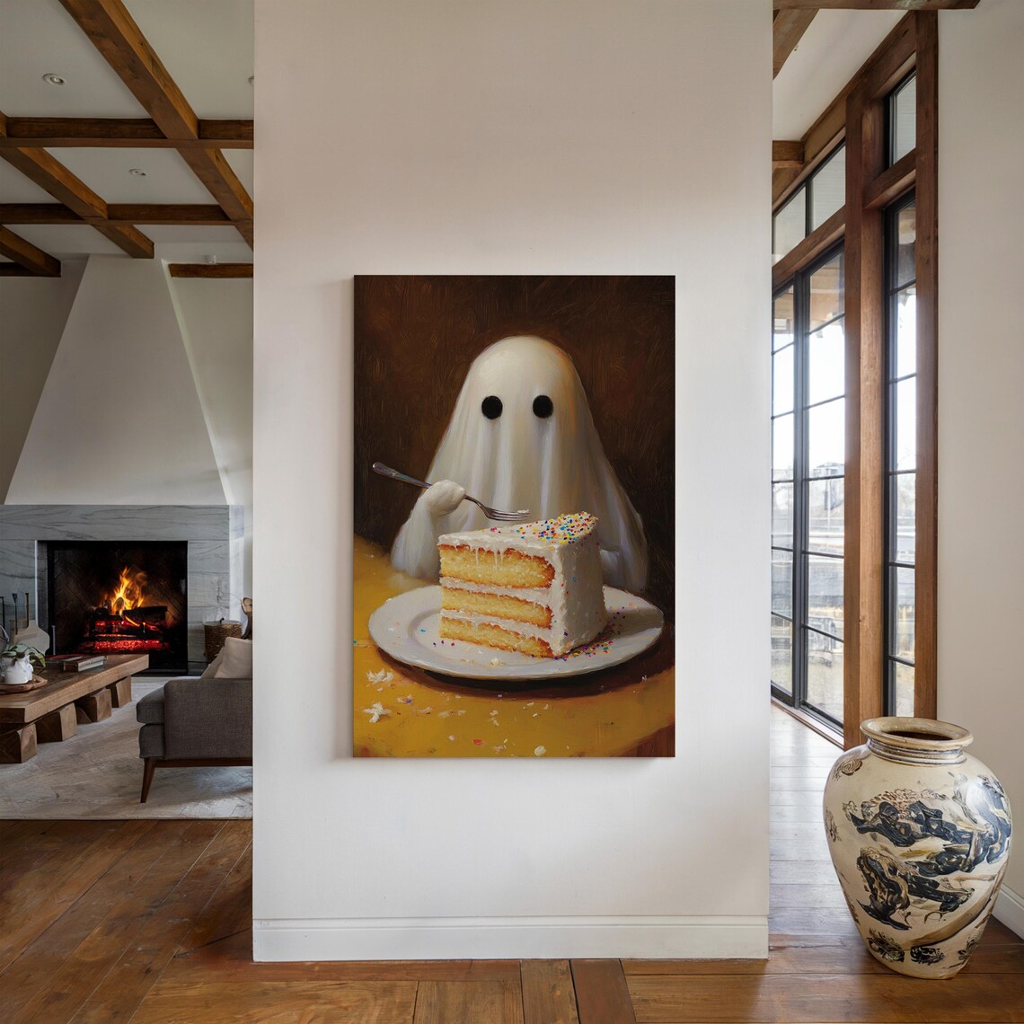 Cute Ghost And Cake, Funny Halloween Kitchen Decor - Image 3