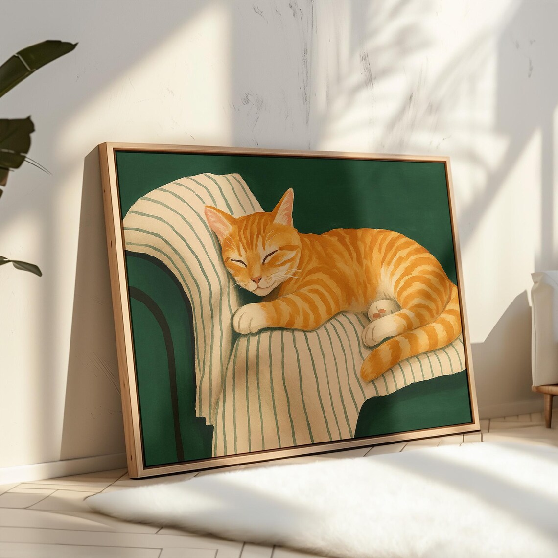 Orange Tabby Cat Sleeping, Cozy Feline Wall Decor - Image 5