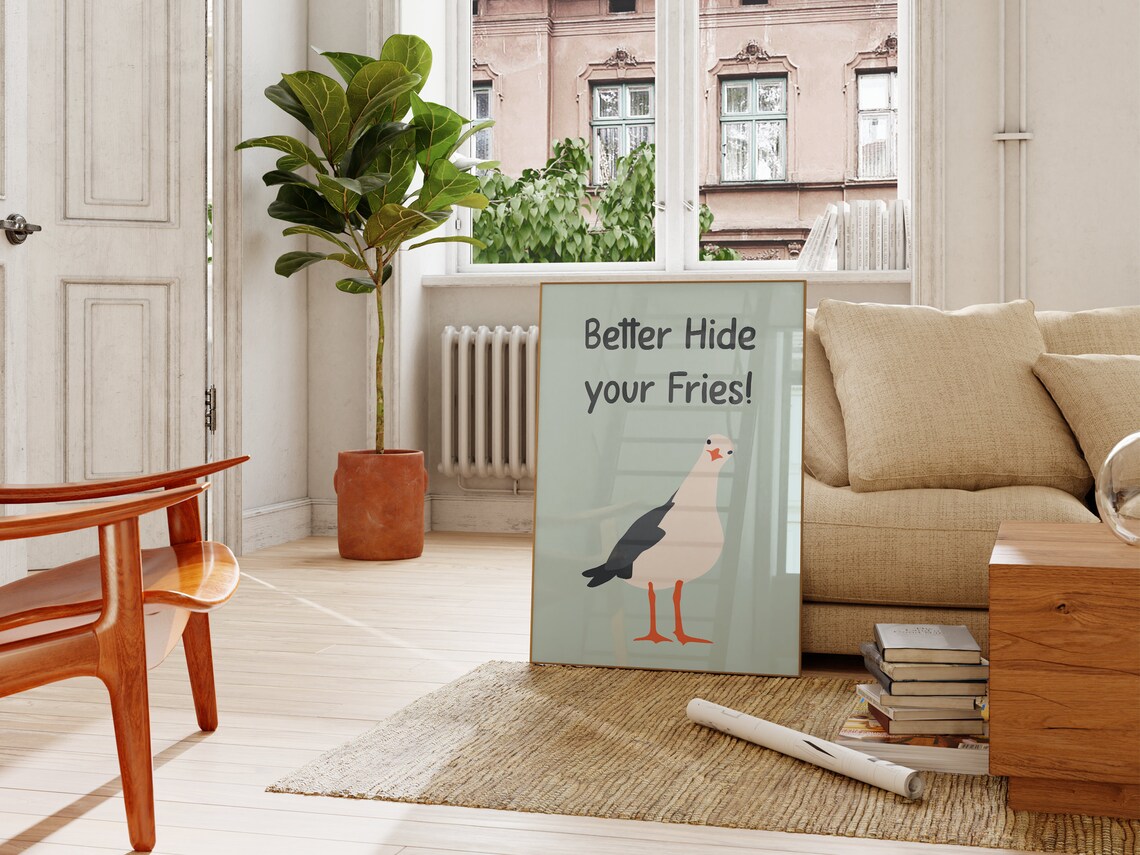 Funny Seagull Poster Boho Minimalist Prints Modern Art Bohominimalistdecor Funny Art File - Image 3