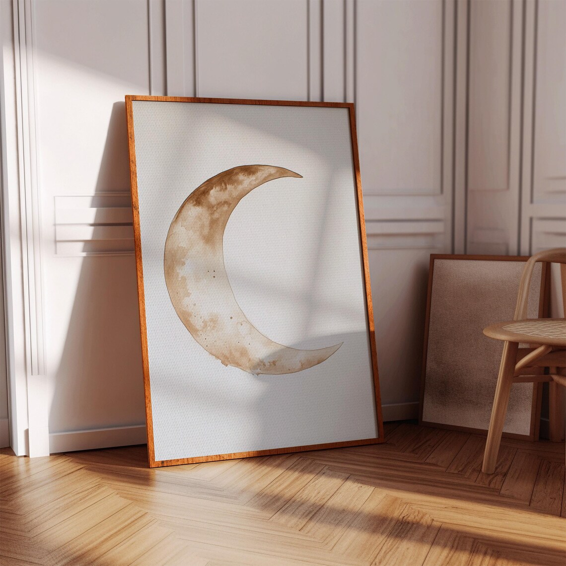 Minimal Crescent Moon Boho Watercolor Art Print - Image 4