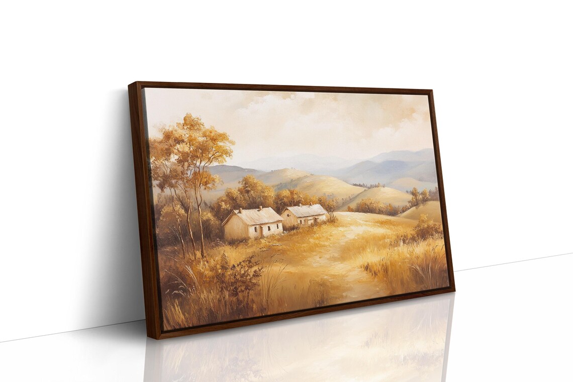 Golden Countryside Cottages, Rustic Autumn Landscape - Image 4