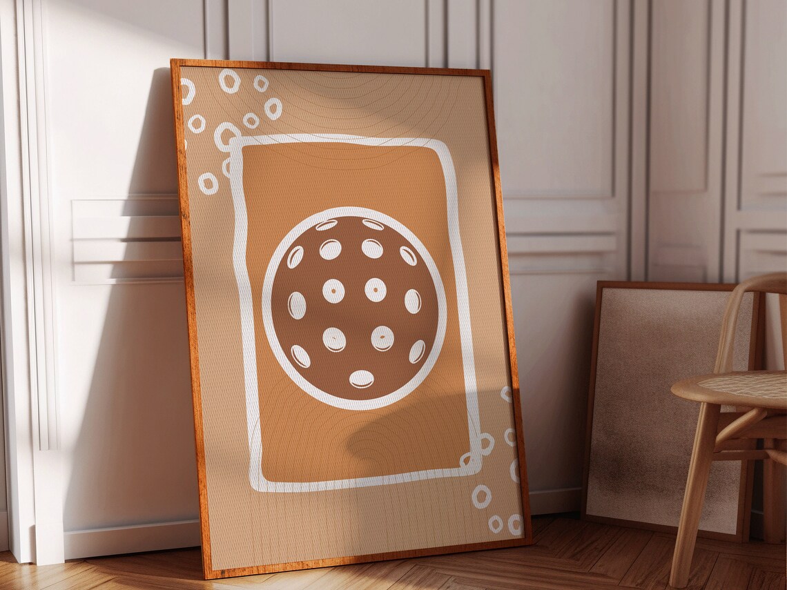 Retro Pickleball Ball On Court Vintage Sports Boho Wall Art Poster