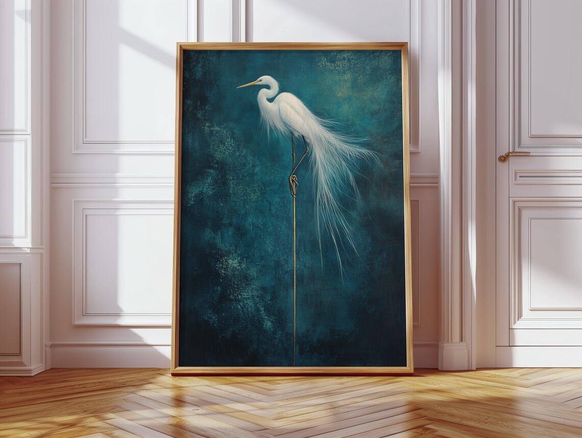 Elegant White Egret, Minimalist Wildlife Art Print - Image 4