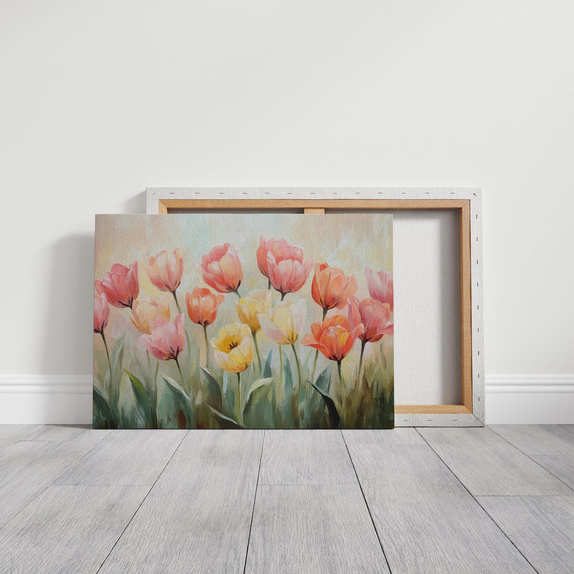 Vibrant Tulip Blooms Painterly Spring Garden Colorful Floral Art Print - Image 3