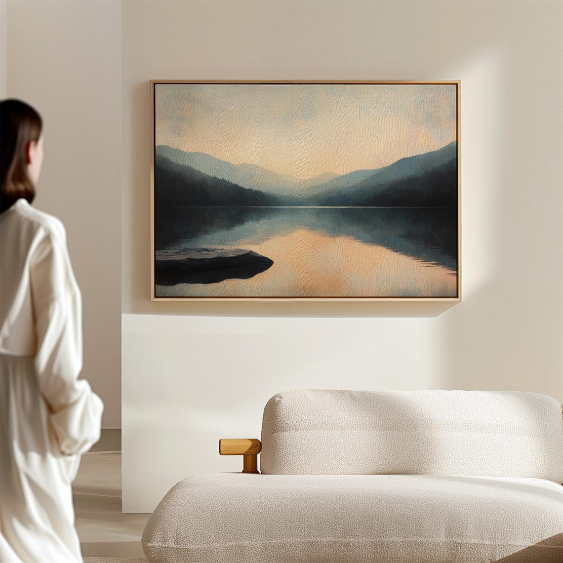 Minimalist Mountain Lake Wall Art Print Tranquil Sunset Reflection Nature Scene Soft Wilderness Decor For Modern Or Rustic Spaces - Image 4
