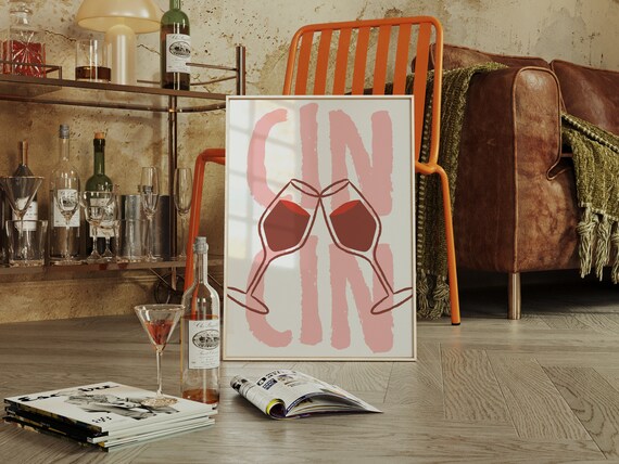 Cin Cin Wine Boho Minimalist Poster Print