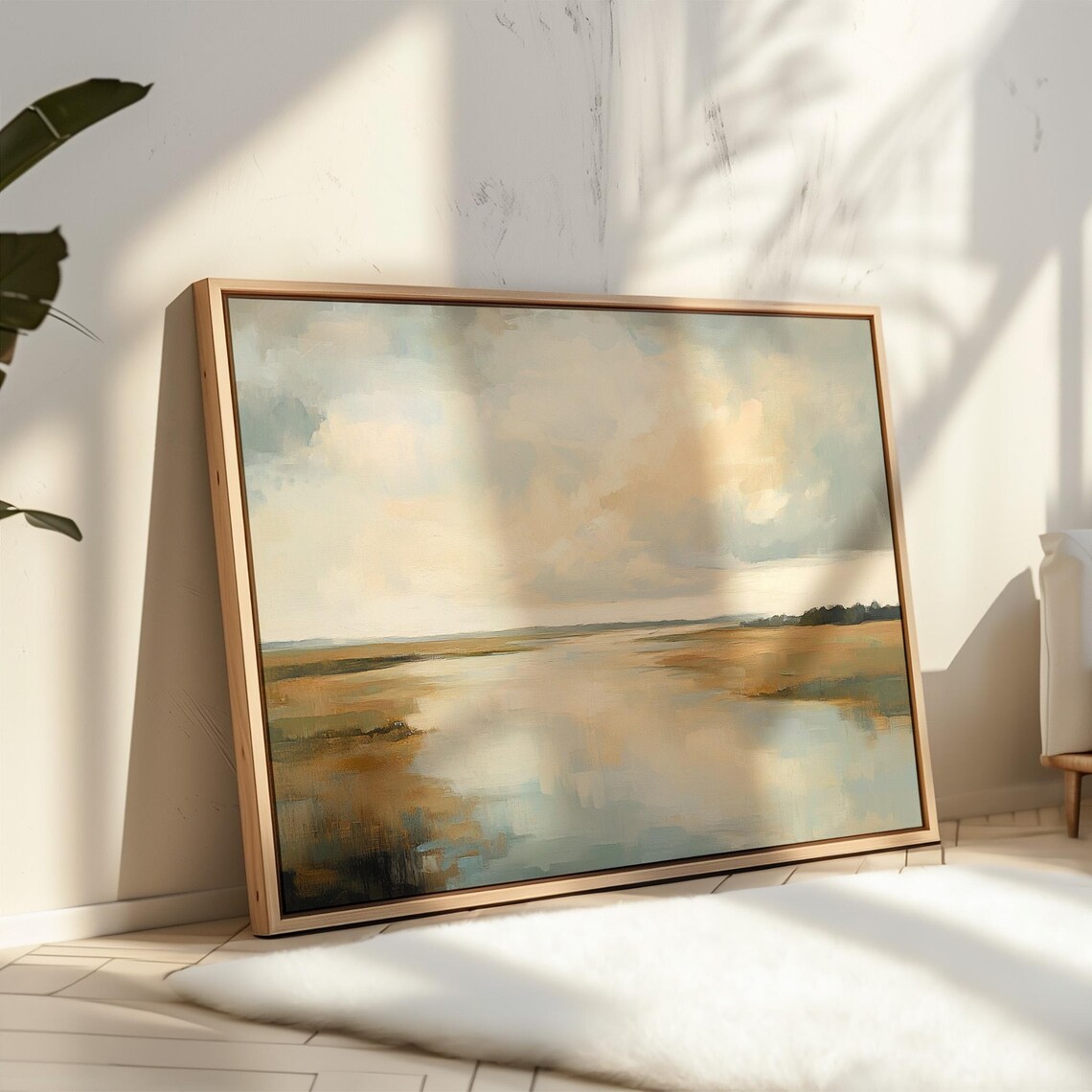 Marshland Landscape, Minimalist Coastal Wall Decor