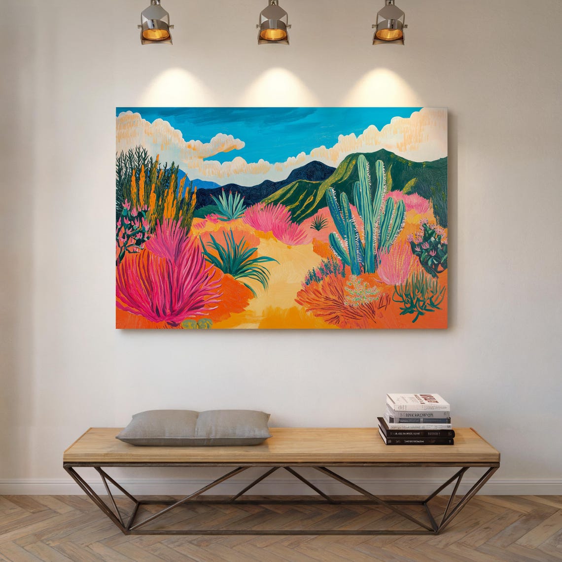 Vibrant Southwest Desert Landscape Painting Style Prints Bold Colors And Cactus Artwork For Modern Wall Decor - Image 3