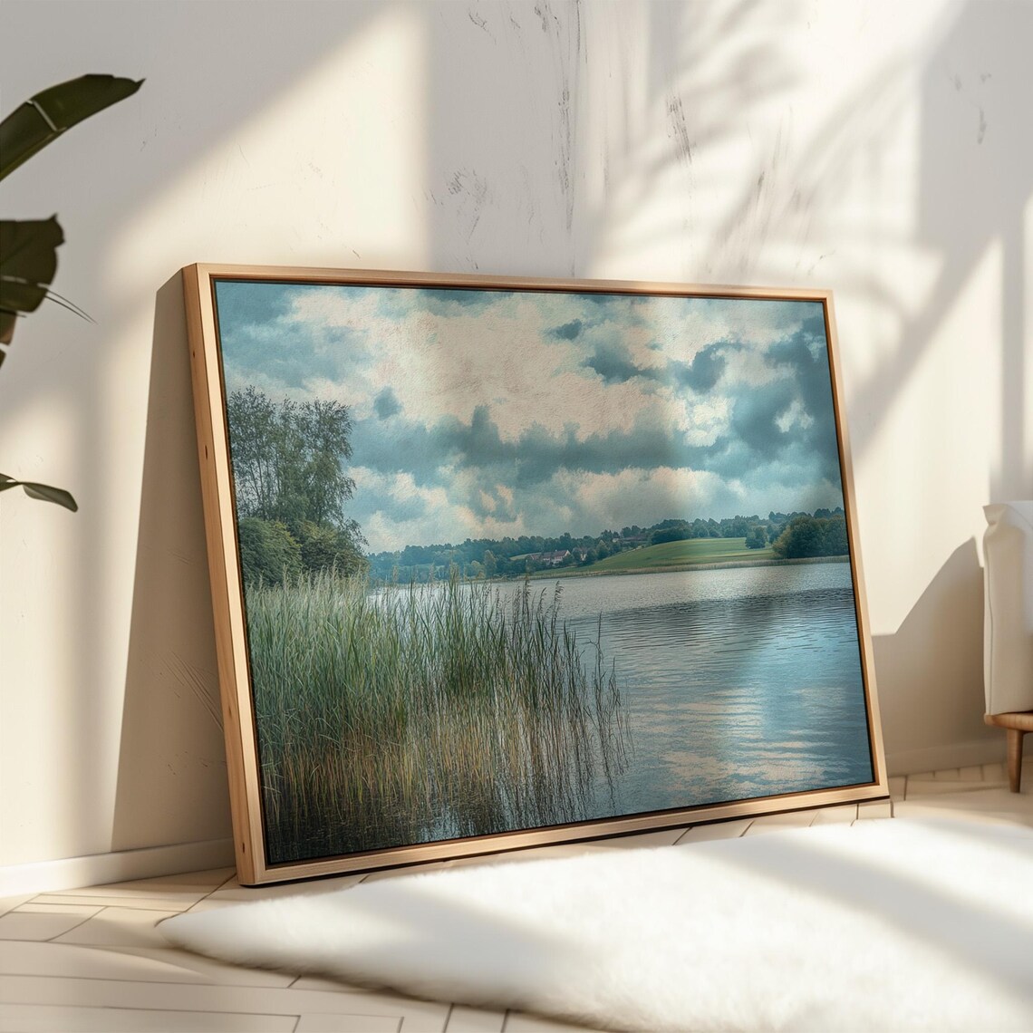 Countryside Lake Landscape, Rustic Decor Nature Print