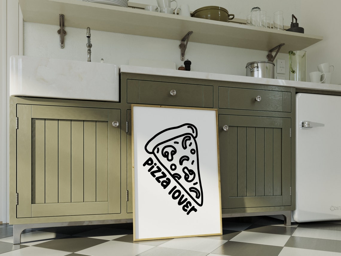 Pizza Lover Bold Slice Line Art Minimalist Kitchen Wall Poster - Image 2