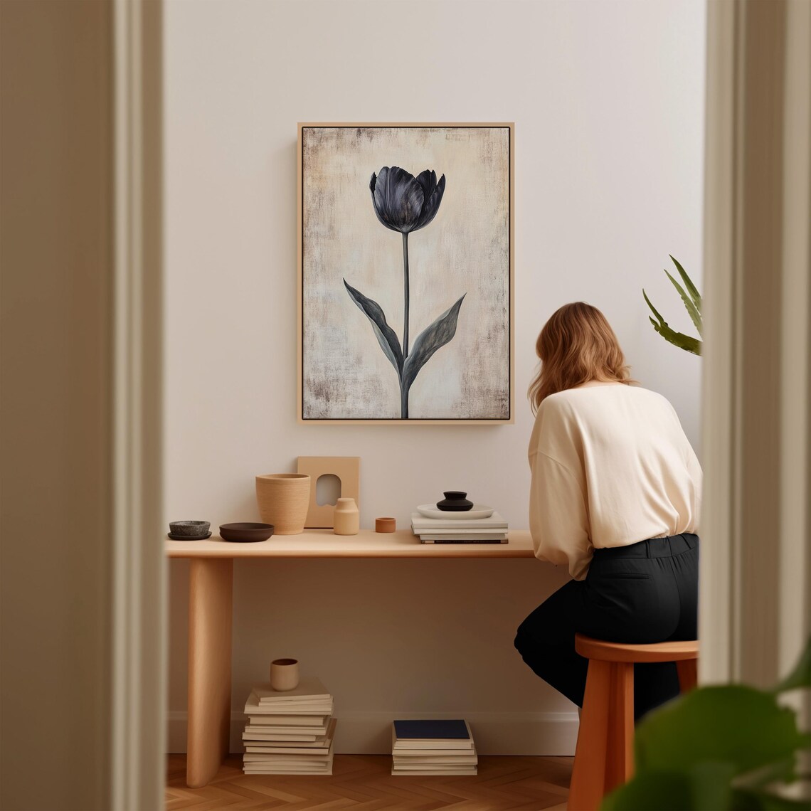 Black Tulip Botanical Print, Elegant Floral Decor - Image 3