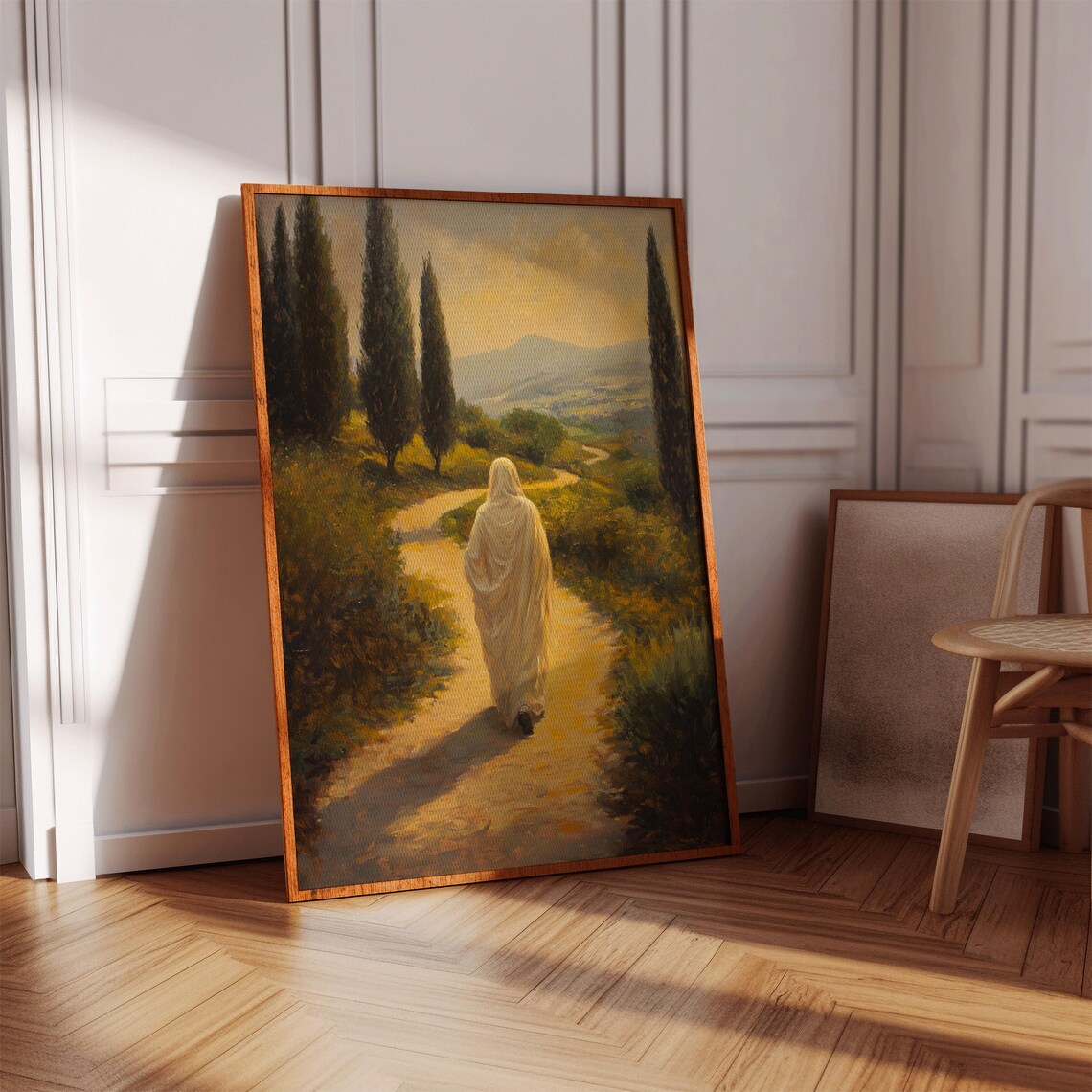 Jesus Walking Peaceful Hillside Path, Christian Landscape Art Print - Image 5