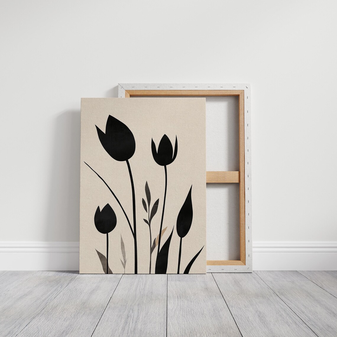 Minimalist Black Tulip Silhouette, Floral Decor - Image 4