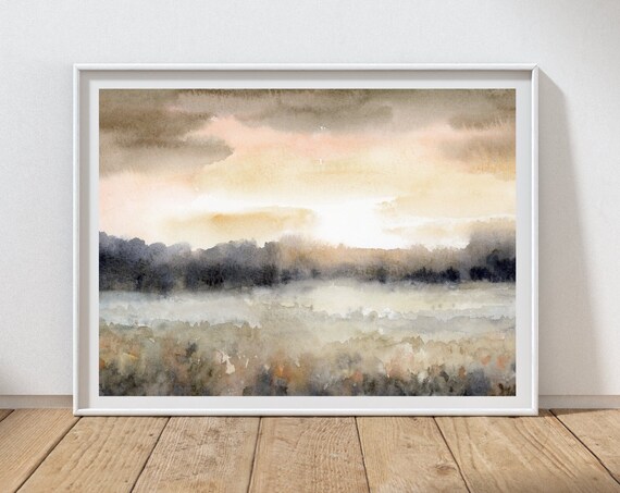 Abstract Landscape Painting Sunrise Field Art Print