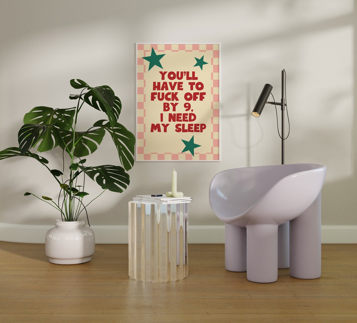 Leave By 9 Retro Funny Typography Art Print - Image 3