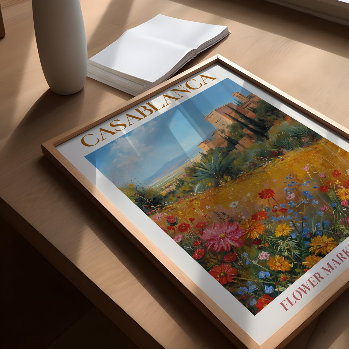 Flower Market Print Casablanca Morocco Beautiful Flower Meadow Fields Flower Market Timeless Art Colourful Floral Poster Home Travel Art - Image 3