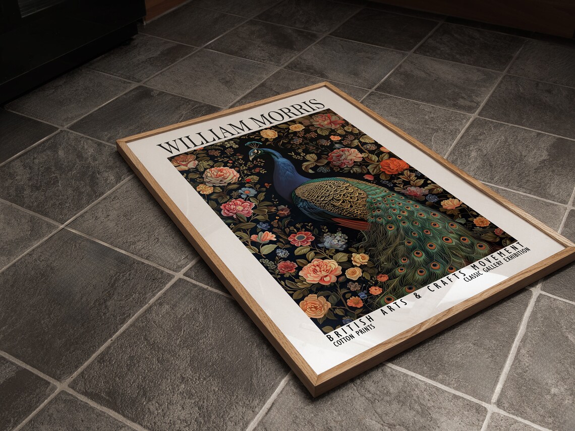 William Morris Peacock Floral Majestic Bird Exhibition Poster - Image 3