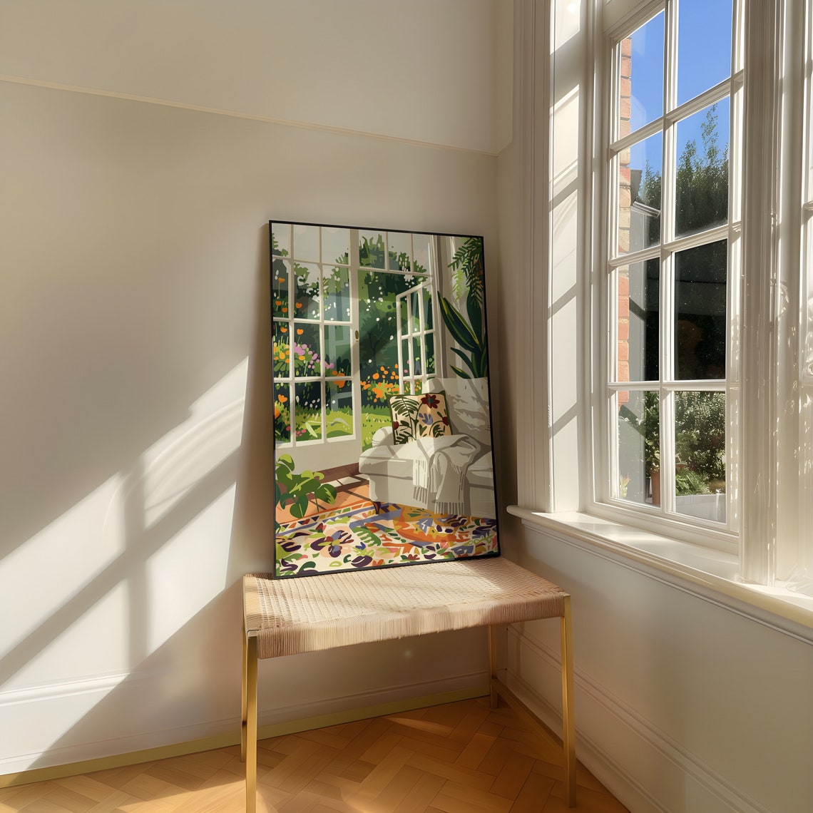 Sunny Sunroom Conservatory Open French Doors Garden View Poster - Image 3