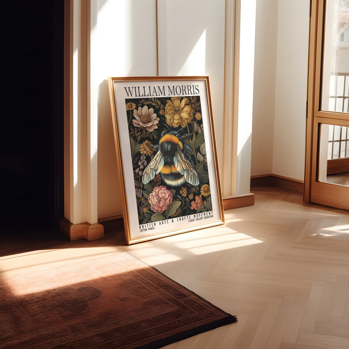 William Morris Bumblebee Floral Garden Exhibition Art Poster - Image 2