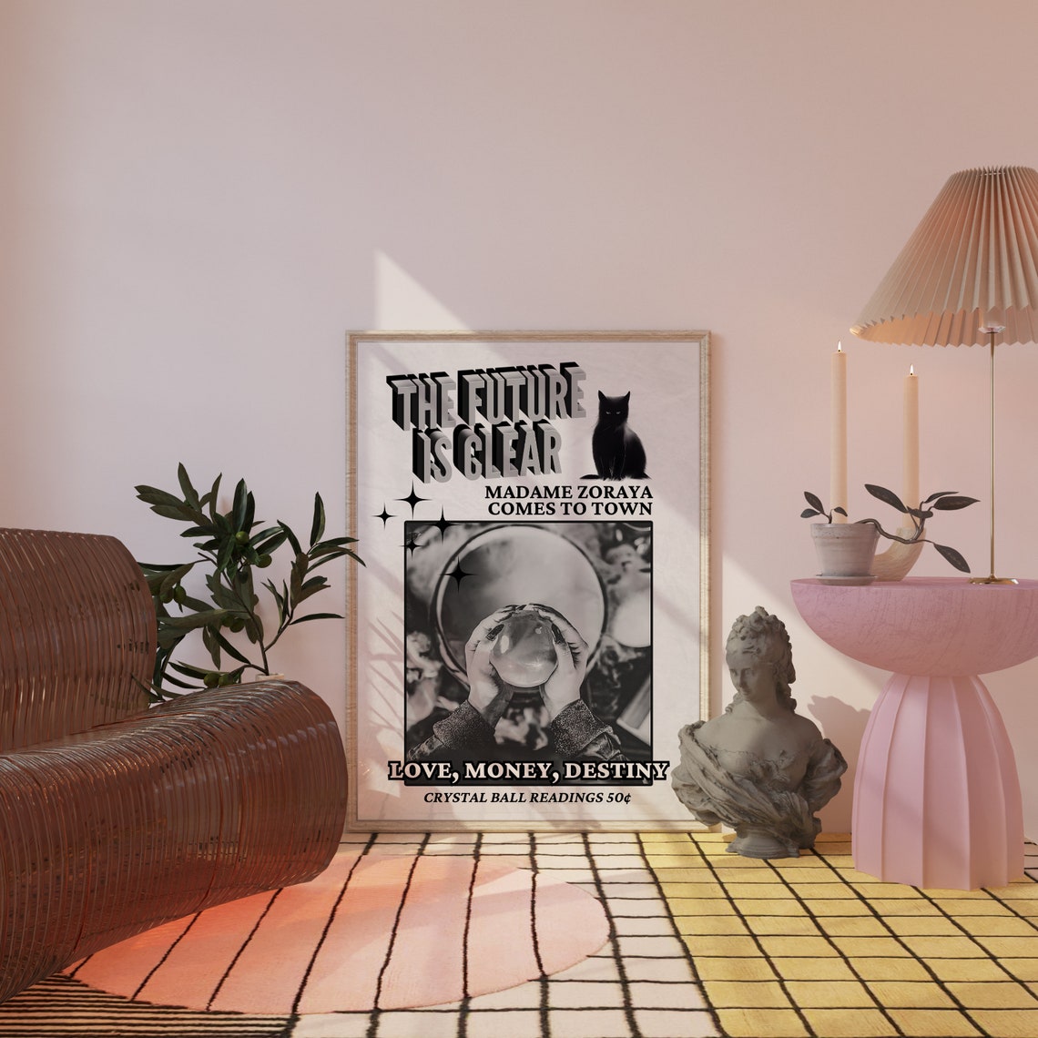 Madame Zoraya Fortune Teller Crystal Ball Retro Newspaper Poster - Image 3