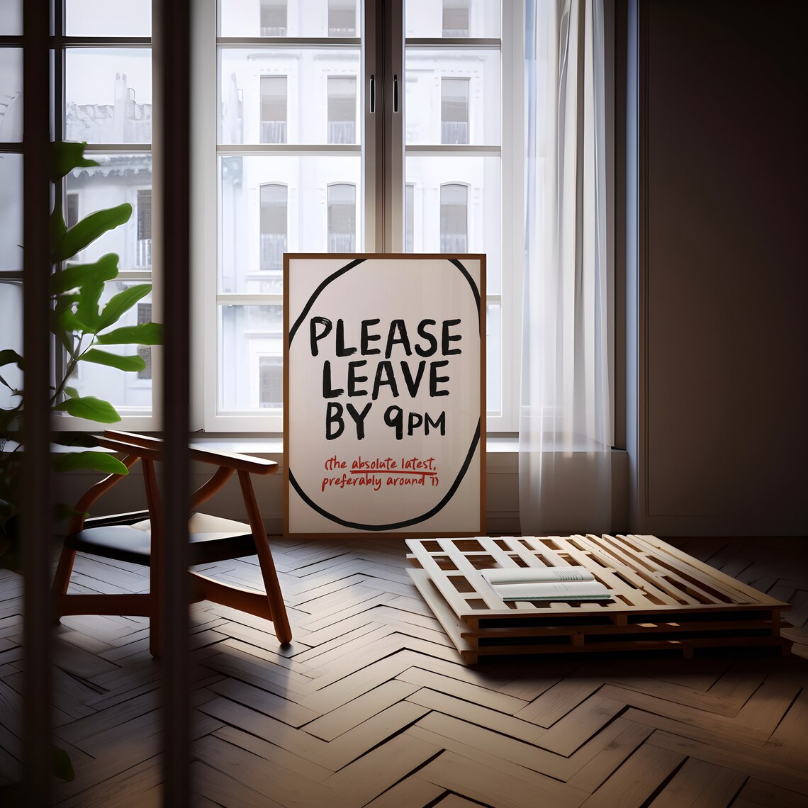 Please Leave By 9pm Retro Humor Poster Print - Image 3