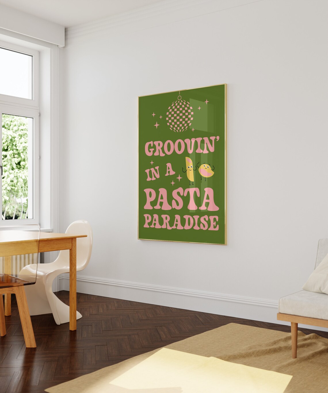 Groovin In A Pasta Paradise Funky Retro Kitchen Print - Image 3