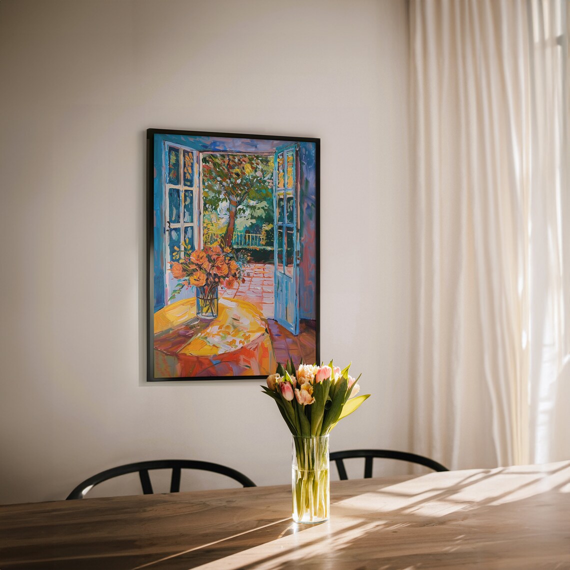 Matisse Style Open Window Terrace Flowers Fauvist Painting Poster - Image 2