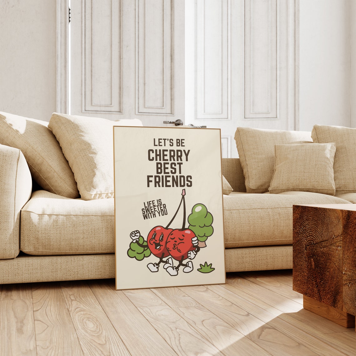 Retro Cherry Print, Groovy Friendship Poster - Image 2