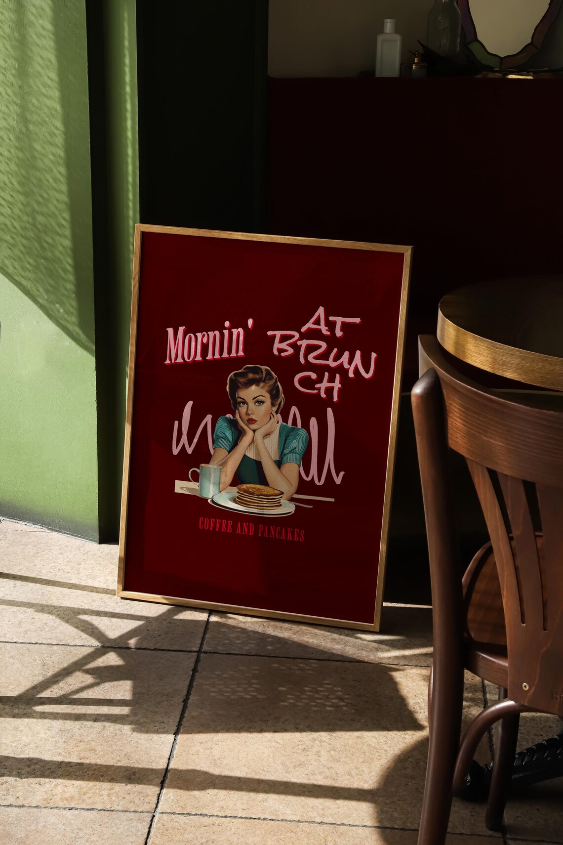 Mornin at Brunch Coffee and Pancakes Retro Pin Up Art Poster - Image 2