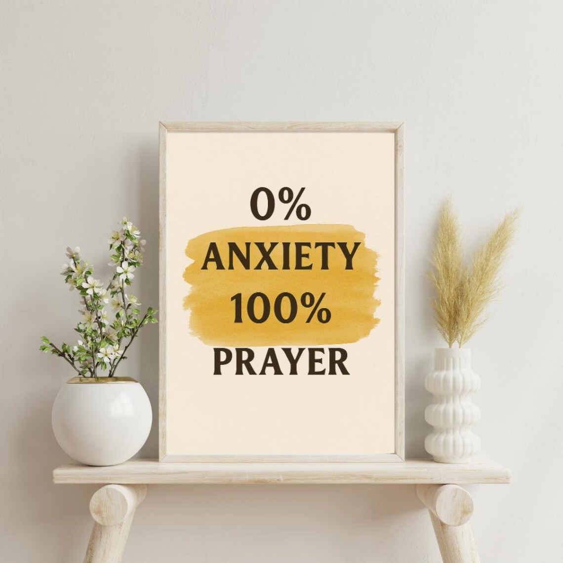 0 Anxiety 100 Prayer Wall Art Christian Quote Faithbased Scripture Decor Relief Home Office Print - Image 3
