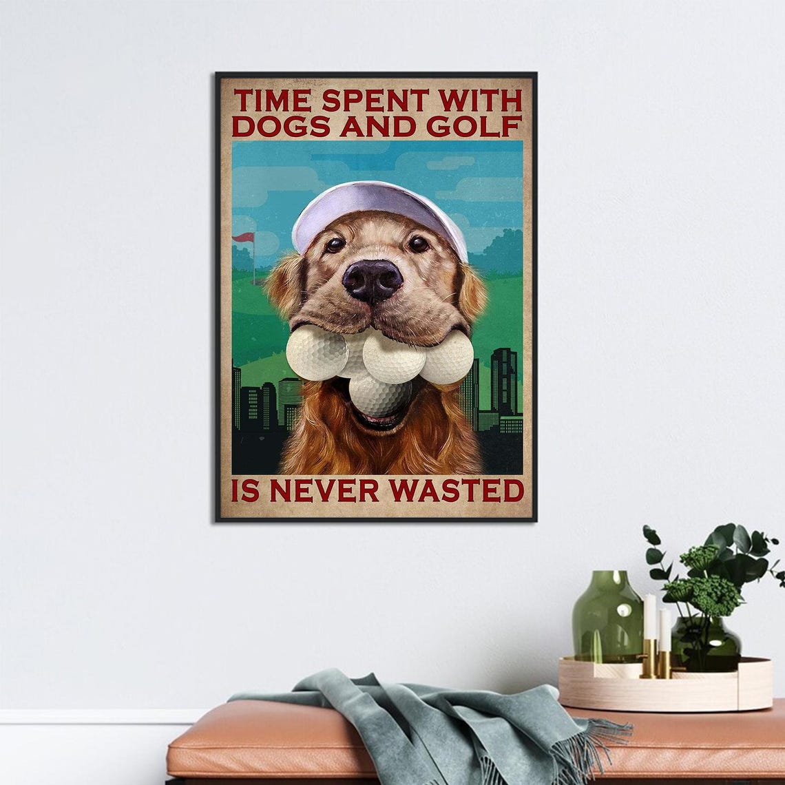 Golden Retriever Golf Balls Time Spent With Dogs And Golf Poster - Image 2