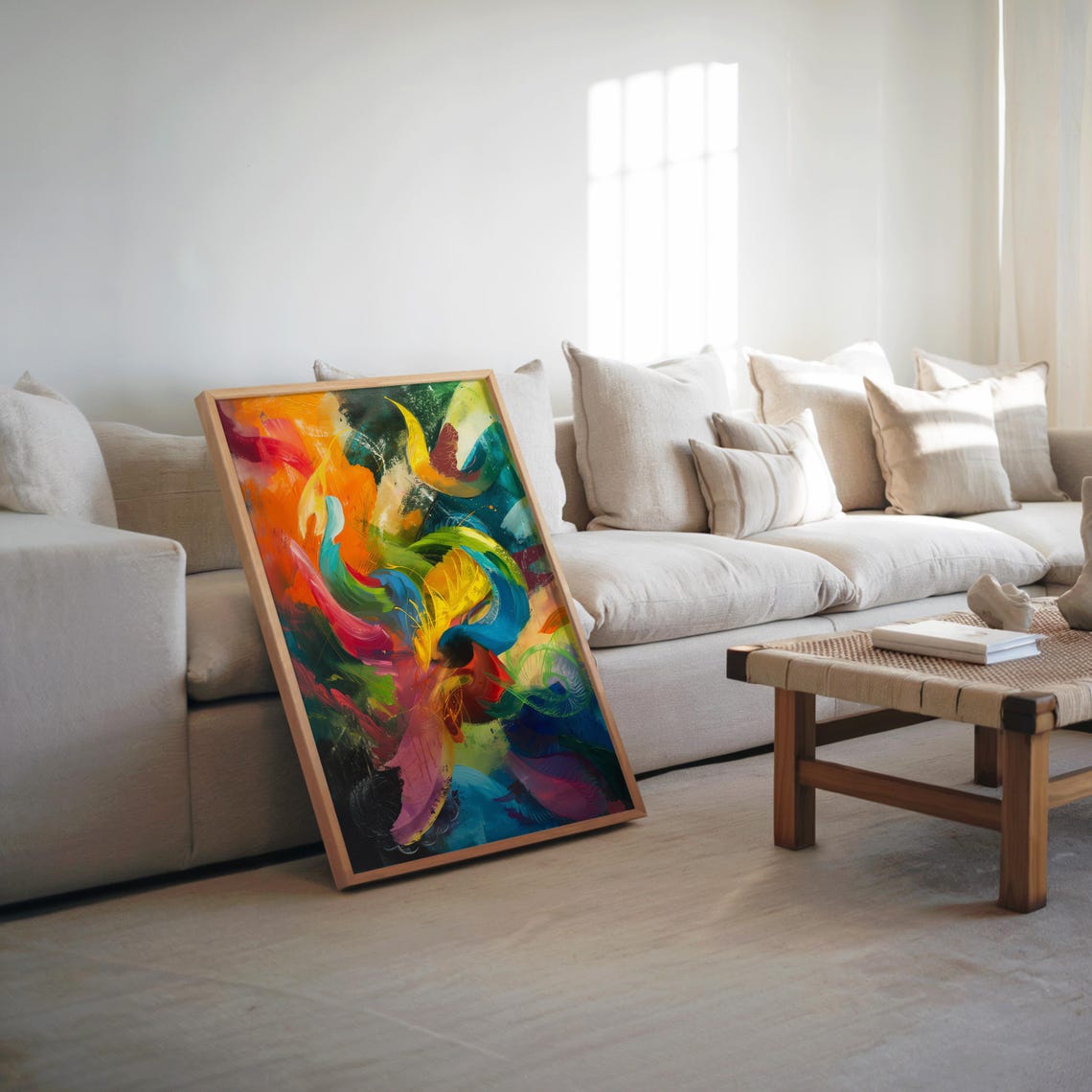 Vibrant Neon Swirl Abstract Expressionist Maximalist Art Poster
