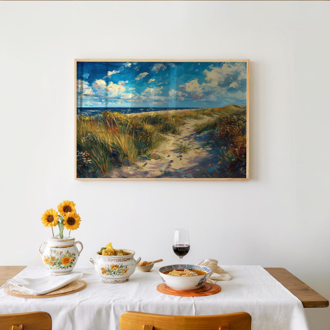 Sandy Beach Path Through Wild Dunes Impressionist Painting Poster