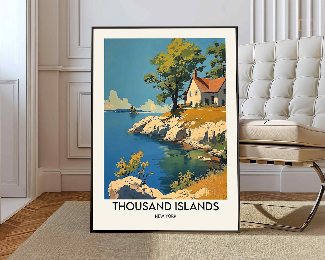 Thousand Islands New York Island Cottage Beneath A Towering Oak Poster
