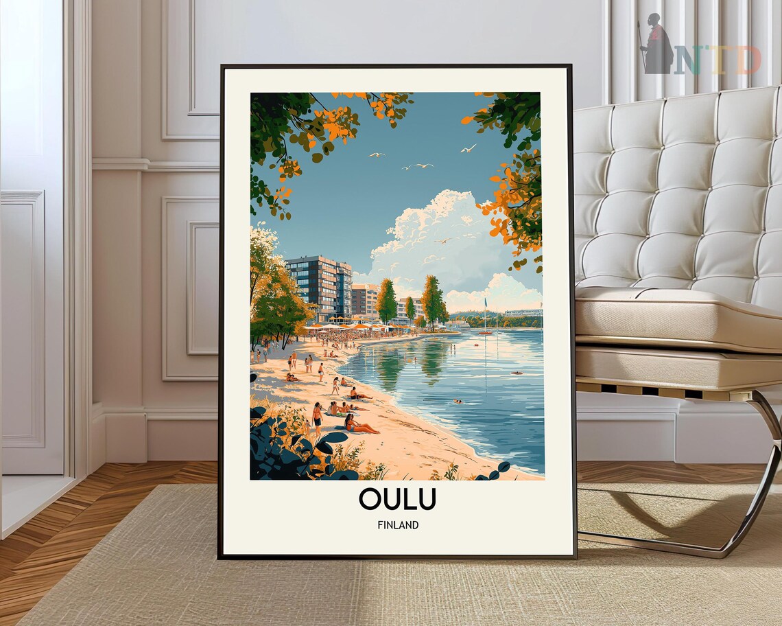 Oulu Travel Poster, Finland City Map Art Print