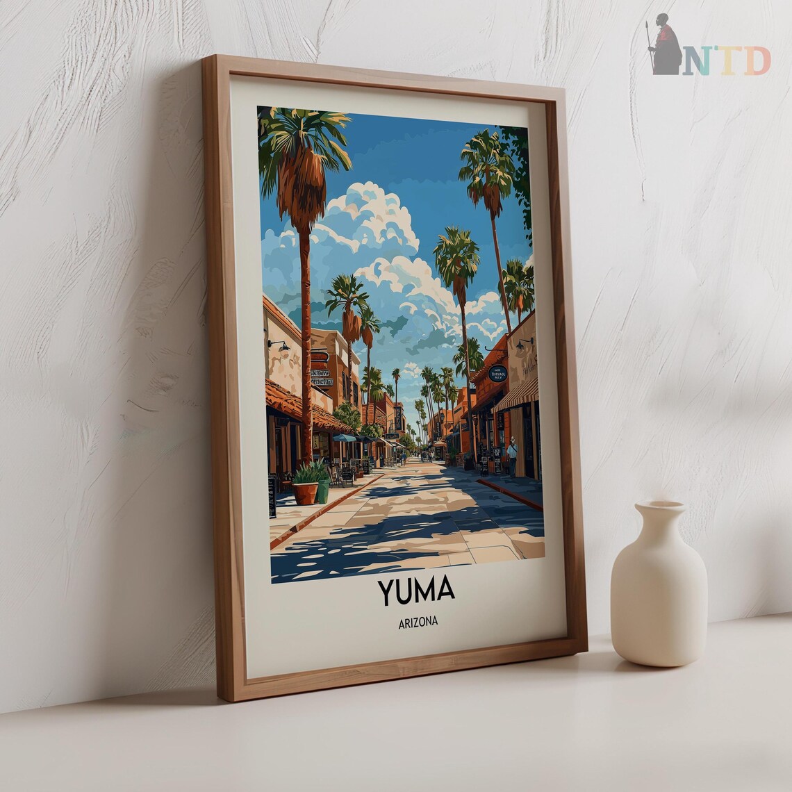 Yuma Arizona Palm Lined Historic Main Street Vintage Travel Poster - Image 2