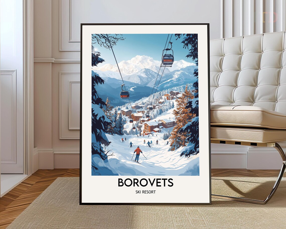 Borovets Ski Resort Travel Poster, Bulgaria