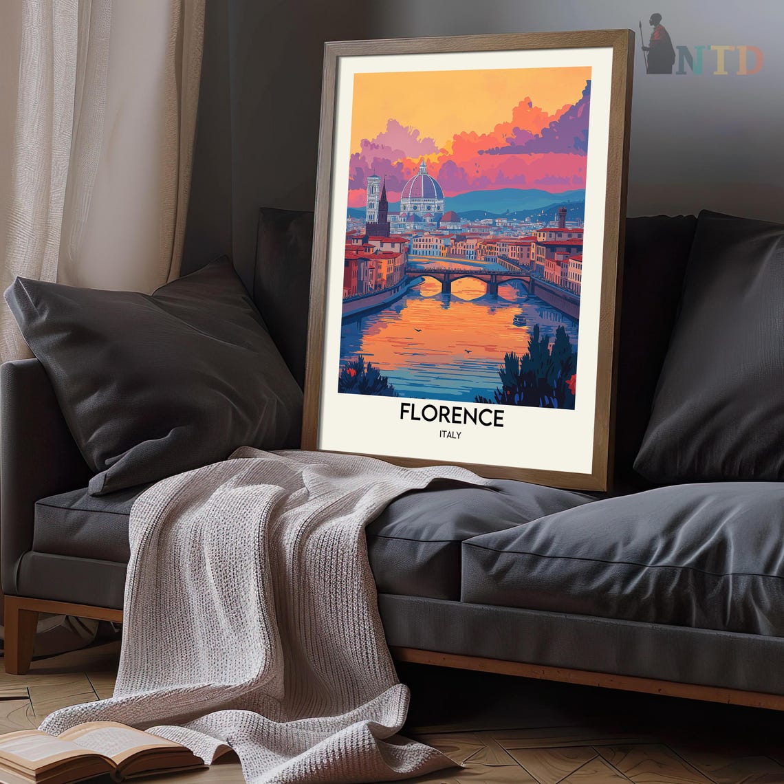 Florence Sunset Over the Arno River with the Duomo on the Hill Poster - Image 3