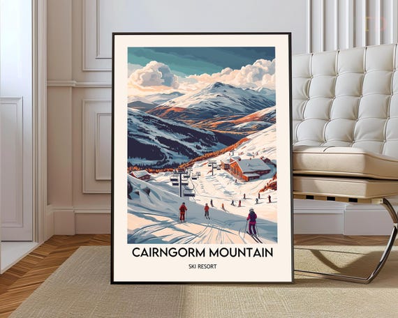 Cairngorm Mountain Ski Resort Poster Wall Art Scottish Highlands