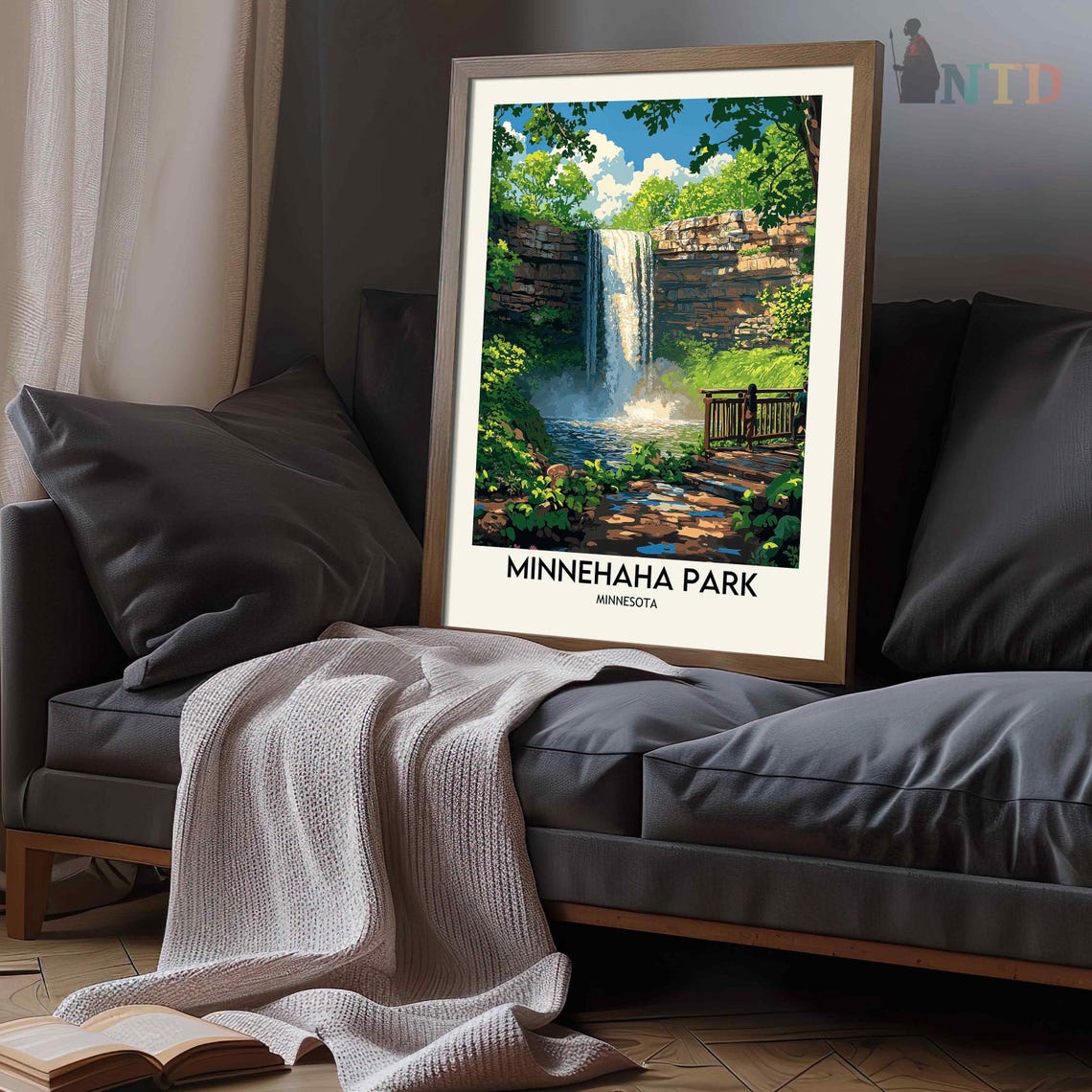 Minnehaha Park Minnesota Waterfall Viewing Deck Woodland Poster - Image 3