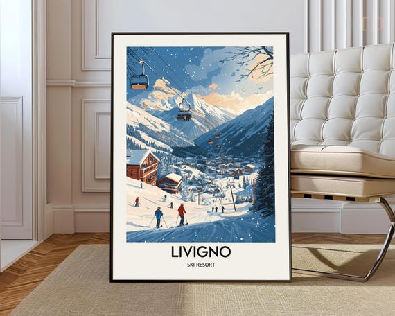 Livigno Ski Resort Poster Wall Art Print Photo Italy