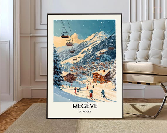 Megve Ski Resort Poster Wall Art Print Photo France