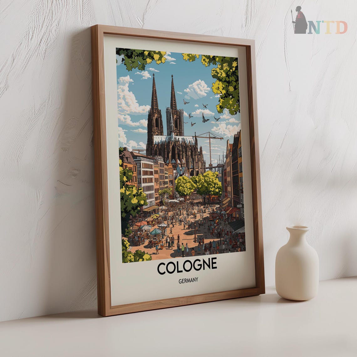 Cologne Germany Cathedral Towers Over A Lively Market Square Poster - Image 2